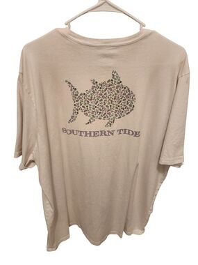 Southern Tide Cream Short Sleeve Tee with Logo Print